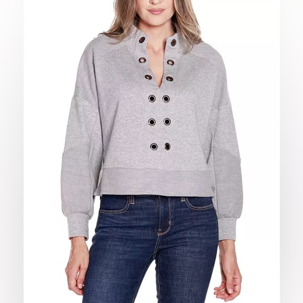 Belldini Large Women's Grommet Detail Mock Neck Knit Top